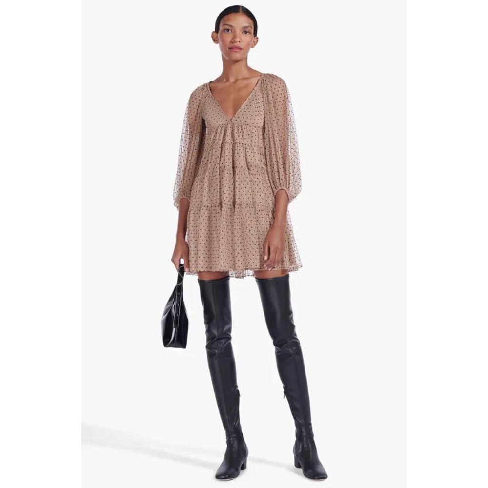 STAUD MINI MEADOW DRESS NUDE DOT